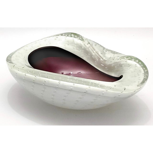 Murano Murano Bowl Lavender Eggplant 1950s Signed For Sale - Image 4 of 11