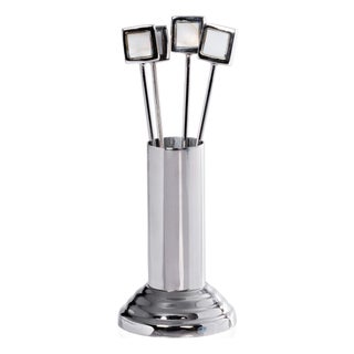 Spiga 4-Piece Set Cocktail Picks with Stand- Nickel For Sale
