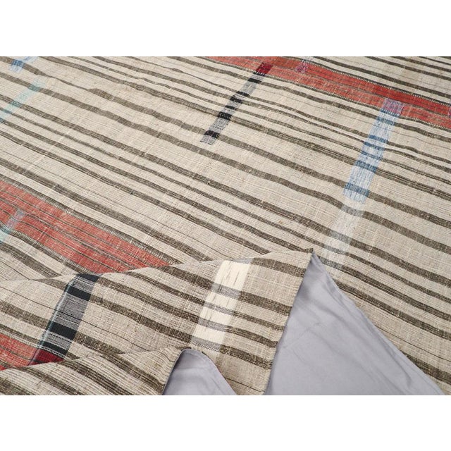 Textile Mid-20th Century Handmade Turkish Flatweave Kilim Room Size Carpet For Sale - Image 7 of 8