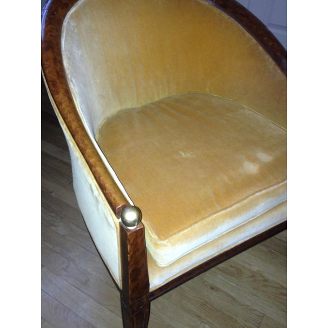 Traditional Vintage French Empire Style Barrel Back Accent Chair For Sale - Image 3 of 9