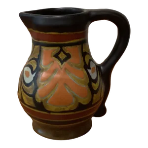 Circa 1925 Antique Art Nouveau Ceramic Gouda Pottery Pitcher, Holland