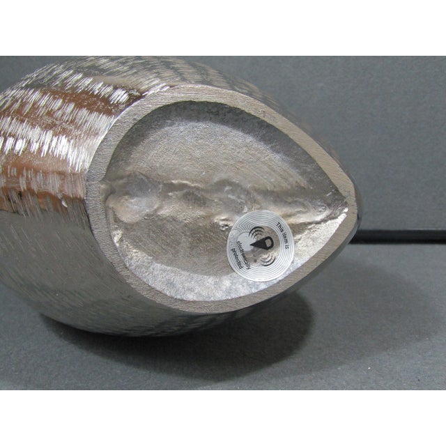 Large Sculptural Textured Silver-Finish Vase For Sale - Image 11 of 12