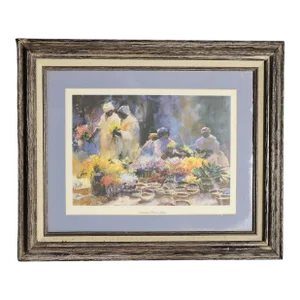 Virginia Fouche Bolton (Amer. 1929-2004) Pencil Signed "Charleston Flower Ladies" Framed Print