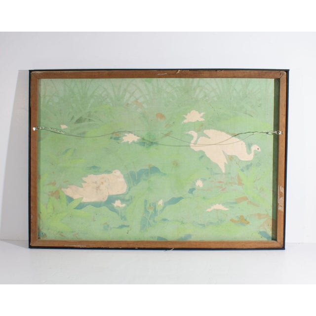 Green Painting of a Lotus Pond With Birds by W. Kuparyadi For Sale - Image 8 of 8