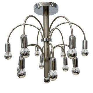 Vintage Chromed Brass Ceiling Lamp from Sciolari, 1970s For Sale