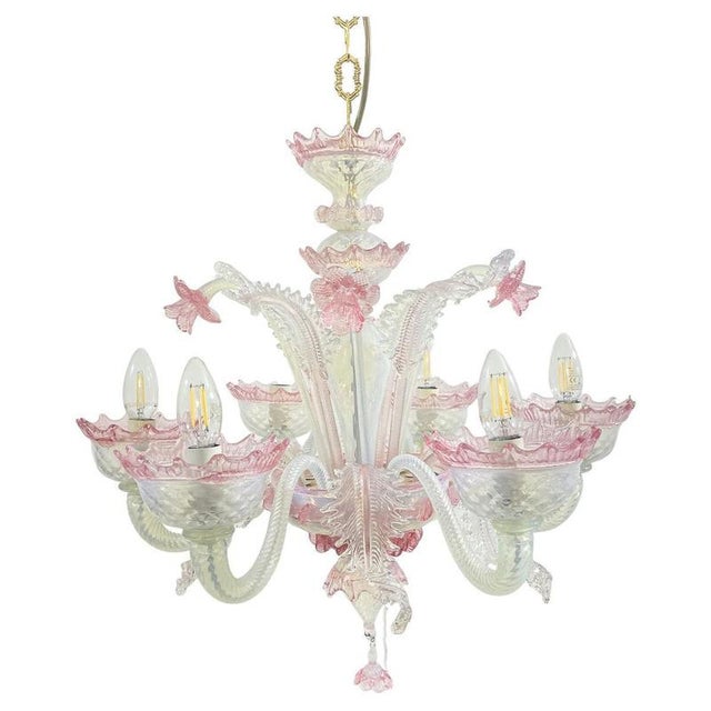Chandelier in Pink Murano Glass, 1950s For Sale - Image 9 of 9