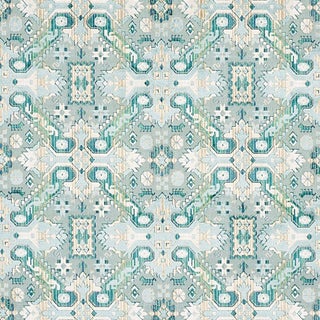 Schumacher Tiraz Velvet Fabric in Peacock For Sale