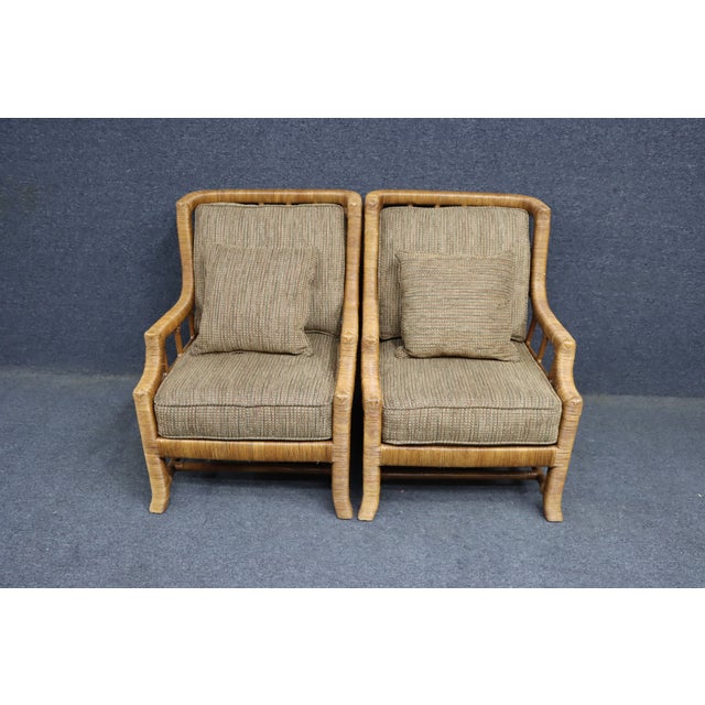 Pair of Braxton Culler Split Reed Bamboo Lounge Chairs For Sale - Image 15 of 16