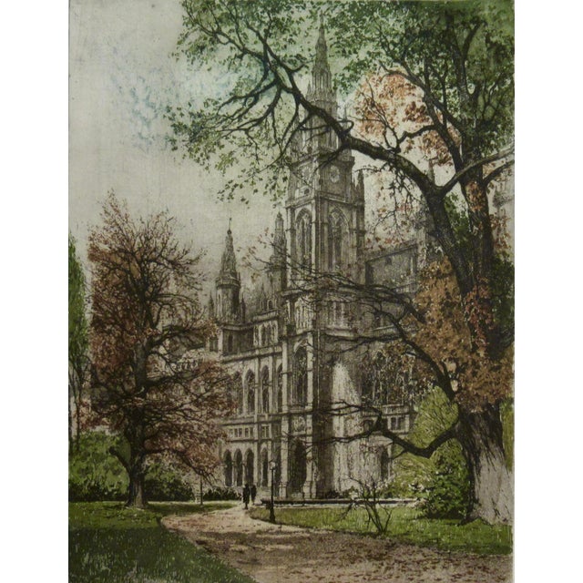 Realism Josef Eidenberger Rathaus In Vienna C. 1960 Original Print For Sale - Image 3 of 6