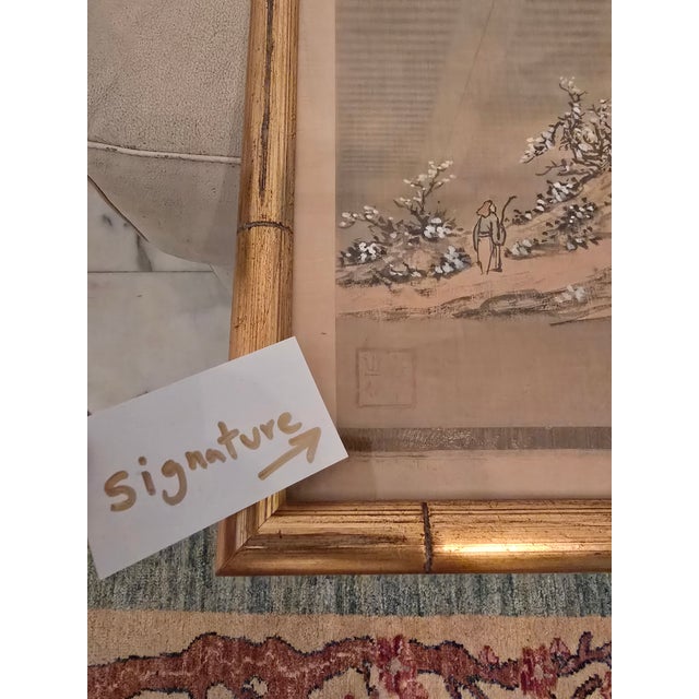 Antique Asian Signed Double Red Seal Watercolor Painting For Sale - Image 9 of 16