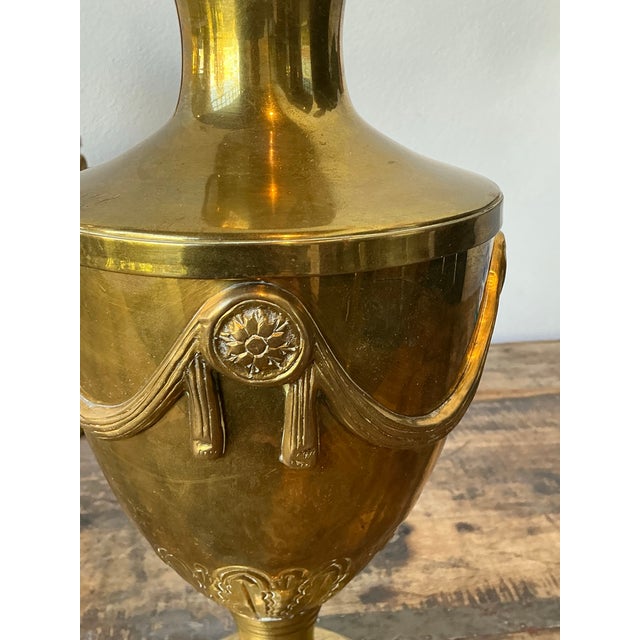 Vintage Swag Brass Lidded Urns - A Pair For Sale - Image 10 of 12