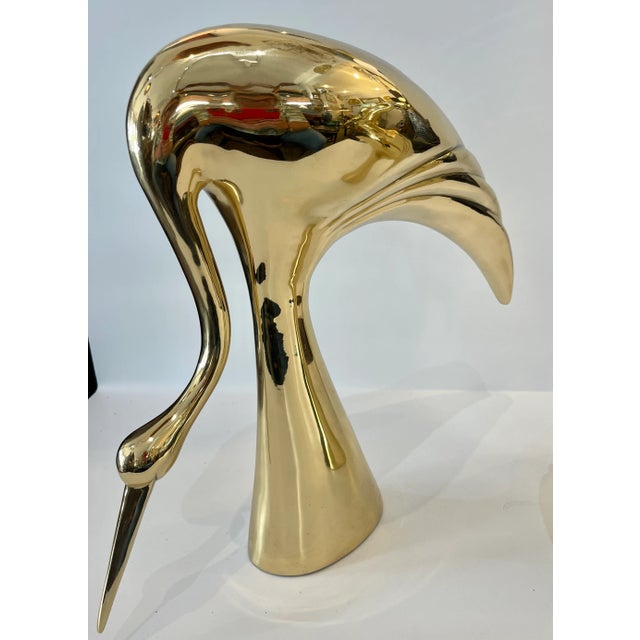 Pair Brass Crane Sculptures, 1960s. For Sale - Image 4 of 12