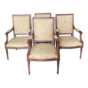 Antique Museum Quality French Louis XVI Dining Armchairs- Set of 4
