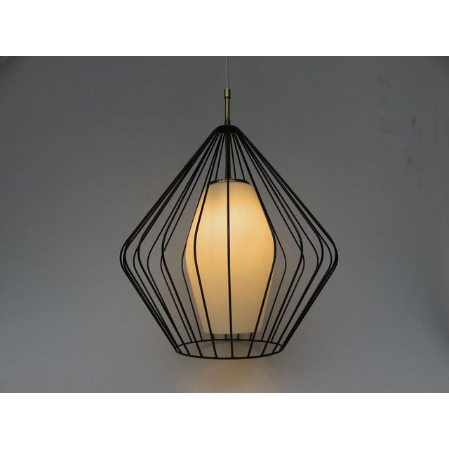 Metal Mid-Century Modern String Pendant Lamp in Glass and Brass, 1950s For Sale - Image 7 of 18