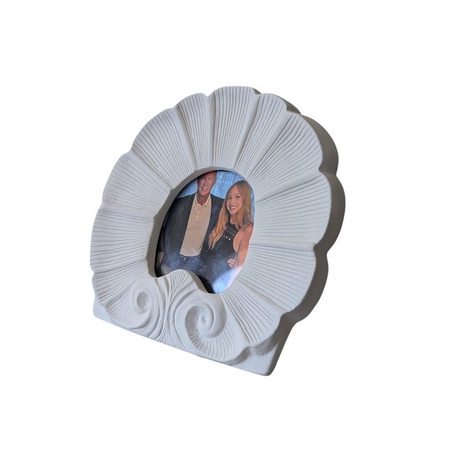 Vintage Rocaille Shell Ceramic Pottery Picture Frame For Sale - Image 11 of 15