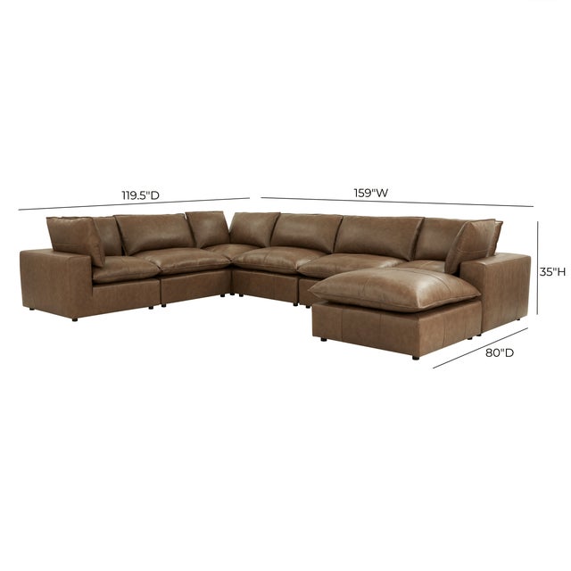 Cali Brown Leather Modular Large Chaise Sectional For Sale In Los Angeles - Image 6 of 6