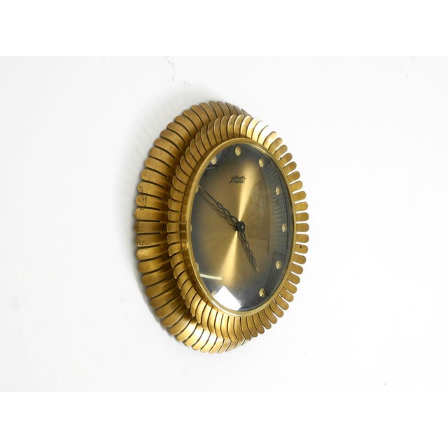 Mid-Century Modern Mid-Century Sunburst Atlanta Universe Wall Clock in Brass with Mechanical Seven-Day Movement, 1950s For Sale - Image 3 of 18