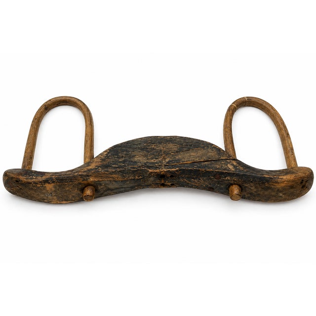 Authentic Antique Wooden Ox Yoke – Hand-Carved Farm Implement Wall Sculpture, 54" For Sale In Tampa - Image 6 of 7