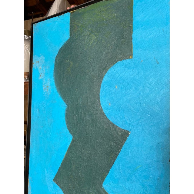 Contemporary Modern Contemporary Geometric Blue and Green "Untitled" Paintings by Oscar Murillo For Sale - Image 3 of 6