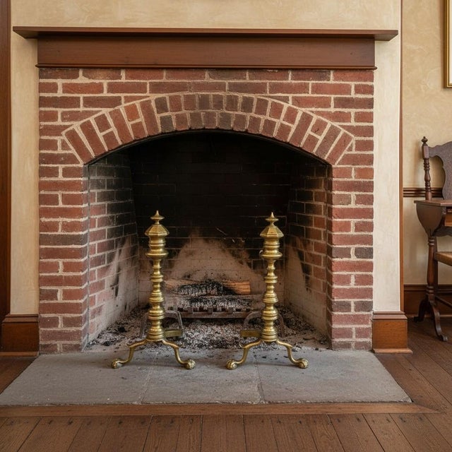 Antique Brass Andirons Pair-Chippendale-Beehive-Claw Foot-Fireplace Dogs-Federal For Sale - Image 9 of 11