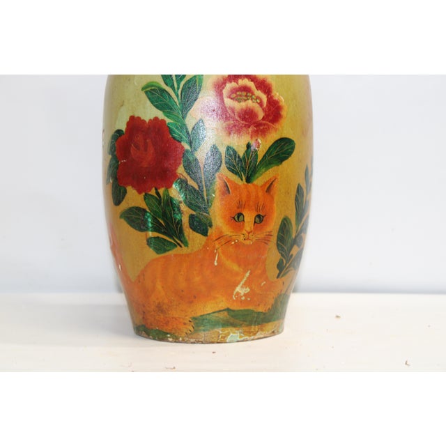 Postmodern Kitten Playing in Flowers Vase Papier-Mâché For Sale - Image 3 of 14