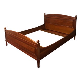 Vintage Grange Directoire Distressed Fruitwood Queen Bedframe For Sale