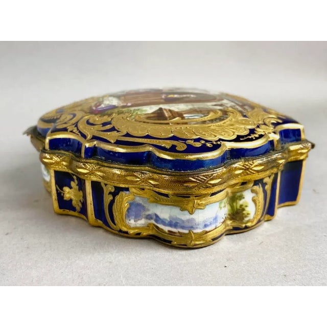 19thC French Sevres Royal Blue Gold Porcelain Box For Sale - Image 15 of 15