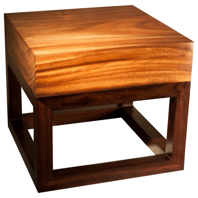 Impressive five inch thick natural suar wood top with a walnut stain teak base. Beautiful contrasting colors in this...