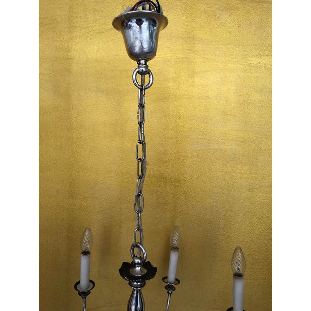 Chandelier and Wall Sconces in Silver and Crystal Glass, 1940s, Set of 3 For Sale - Image 6 of 18