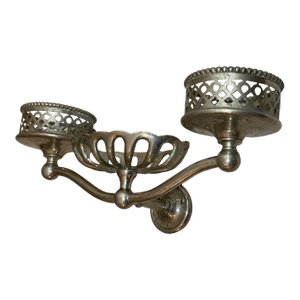 Antique Industrial Nickel Plate Brass Bathroom Wall Fixture Soap Dish Cup Holder