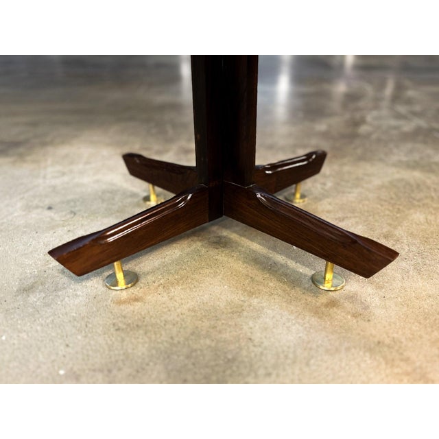Round Side Table in Brazilian Rosewood With Brass Feet, Brazil, 1950s For Sale - Image 9 of 13