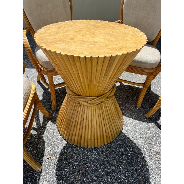 1960s Bamboo Rattan Dining Table 4 Chairs For Sale - Image 11 of 11
