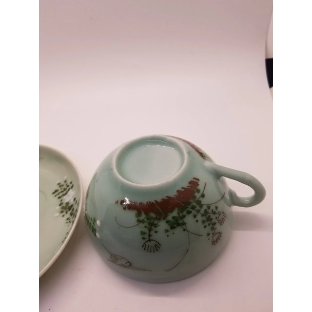 Vintage Asian Porcelain Tea Cup and Saucer Set- 2 Pieces For Sale - Image 4 of 7