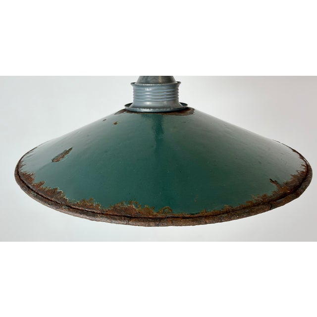 Industrial Green Enamel Light, 1950s For Sale - Image 4 of 17
