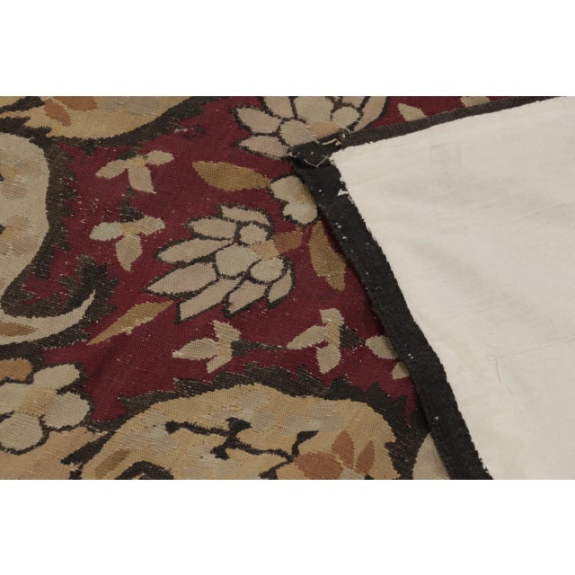 Red Antique Bessarabian Square Tapestry in Red & Brown Floral Patterns- Rug & Kilim For Sale - Image 8 of 10