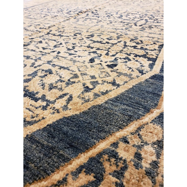 Textile Antique Persian Malayer Handmade Oriental Navy, Light Blue & Cream Runner Rug For Sale - Image 7 of 12