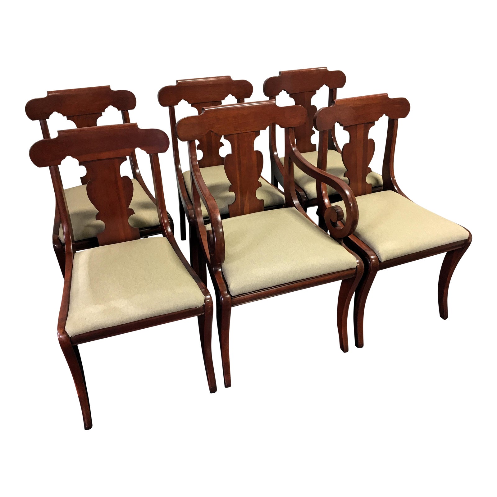 Vintage Willett Solid Cherry Empire Style Dining Chairs Set of 6