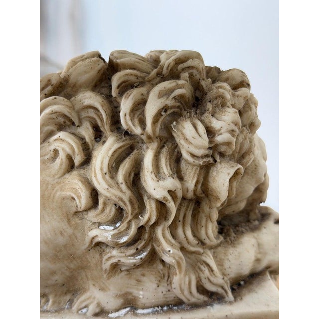 Pair of Neoclassical Recumbent Lion Table Lamps - After Canova For Sale - Image 12 of 15