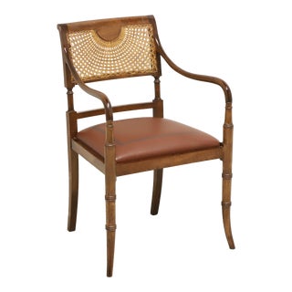 Faux Bamboo Regency Style Spider Web Cane Armchair For Sale