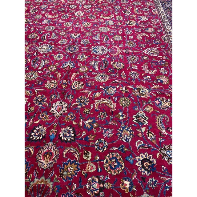 1960s Old Persian Mashad Area Rug 11'6" X 16'9" For Sale - Image 9 of 13
