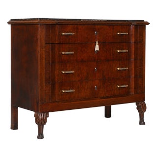 Charles X Italian Venetian Mahogany Commode with Portoro Marble Top, 1830 For Sale