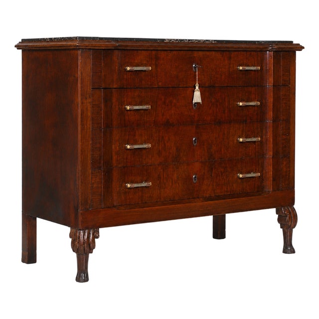 Charles X Italian Venetian Mahogany Commode with Portoro Marble Top, 1830 For Sale