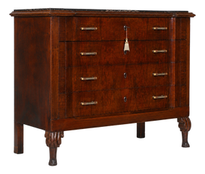 Charles X Italian Venetian Mahogany Commode with Portoro Marble Top, 1830