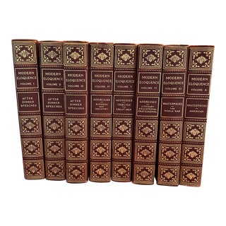 1920s Leather Bound Books on Modern Eloquence - Set of 8 For Sale
