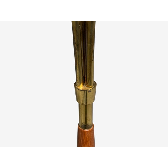 Swedish Modern, Adjustable Floor Lamp, Wood, Metal, Fabric, Sweden, 1950s For Sale - Image 11 of 15