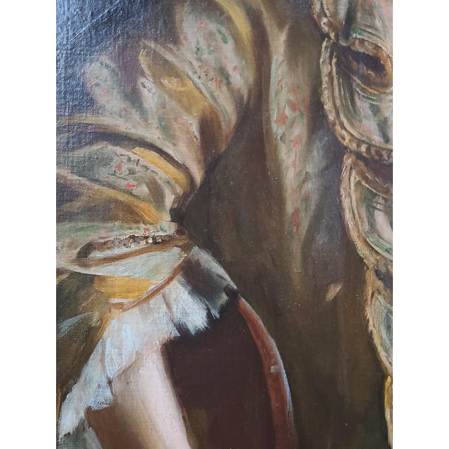 Textile Carol Aus Antique 1910s Oil Painting Portrait of a Lady For Sale - Image 7 of 18