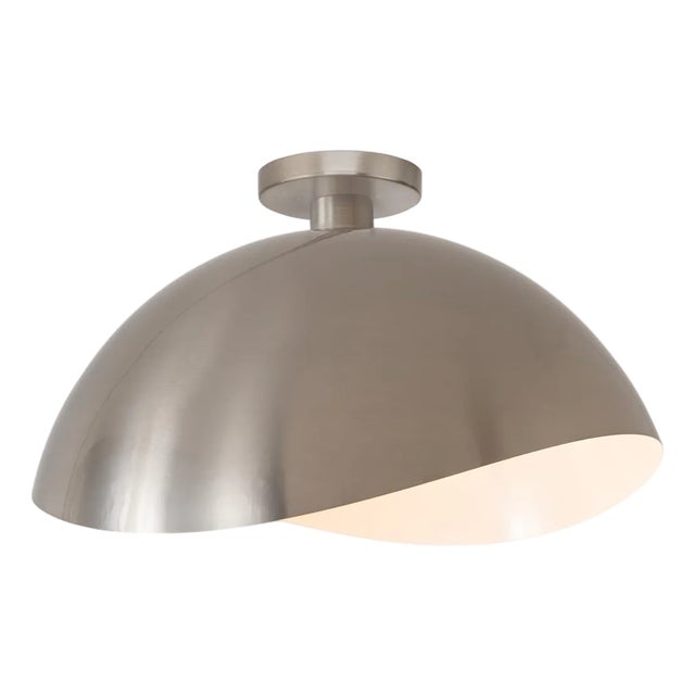 Luna Bella Flush Mount, Satin Nickel/White-Luna Bella Leaf Shade, Satin Nickel For Sale