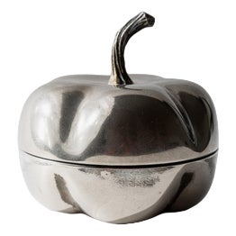 Vintage Silver Plated Pumpkin Box with Lid, 1970s For Sale