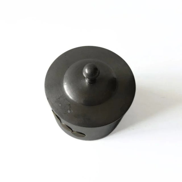 Antique Art Deco Pewter/Tin container with lid and brass details from GAB TENN. Sweden 1920/30s. Swedish Grace. Height 9...