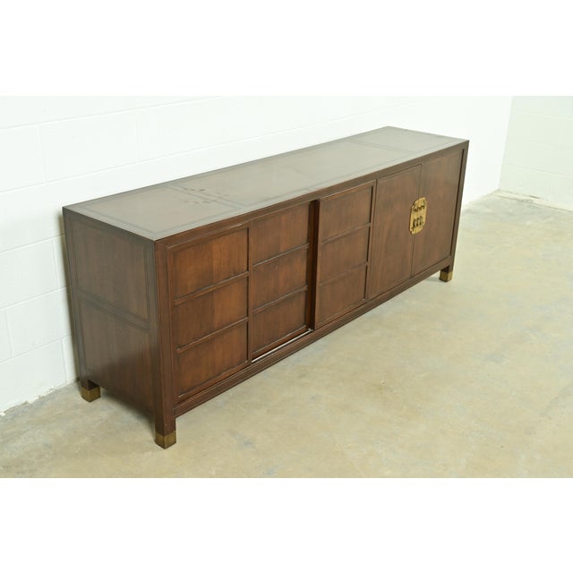 Mid-Century Modern Michael Taylor for Baker Furniture Hollywood Regency Chinoiserie Walnut Sideboard Credenza, Circa 1950s For Sale - Image 3 of 11